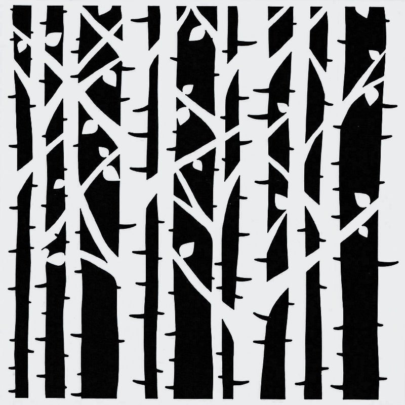 Birch Trees Stencil 15xm 15cm - Warm Glass