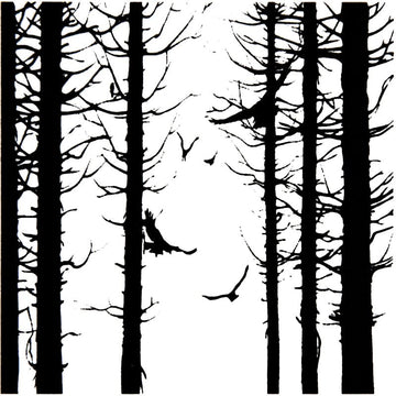 Birds in Forest Black Decal (3.8cm) - Low Fire - Warm Glass