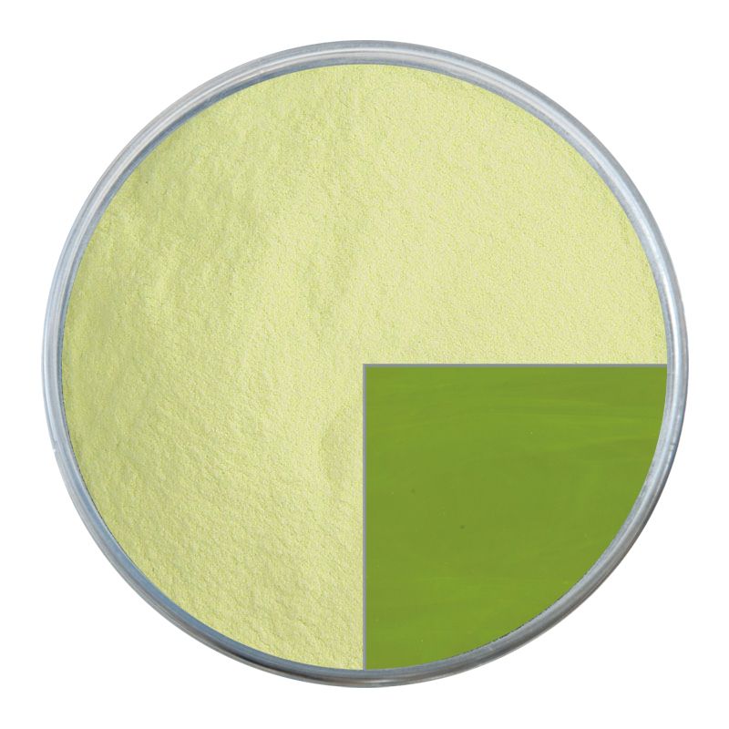 Bullseye Glass Frit: Avocado Green Opal Powder 0222.08 - Warm Glass