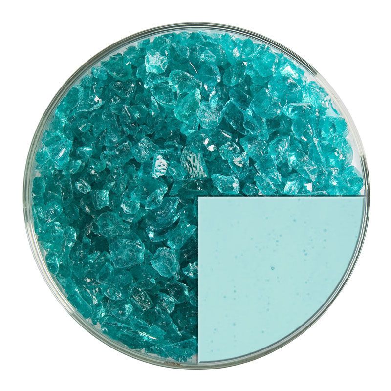 Bullseye Glass Frit: Light Aqua Blue Trans Coarse Frit 1408.03 - Warm Glass