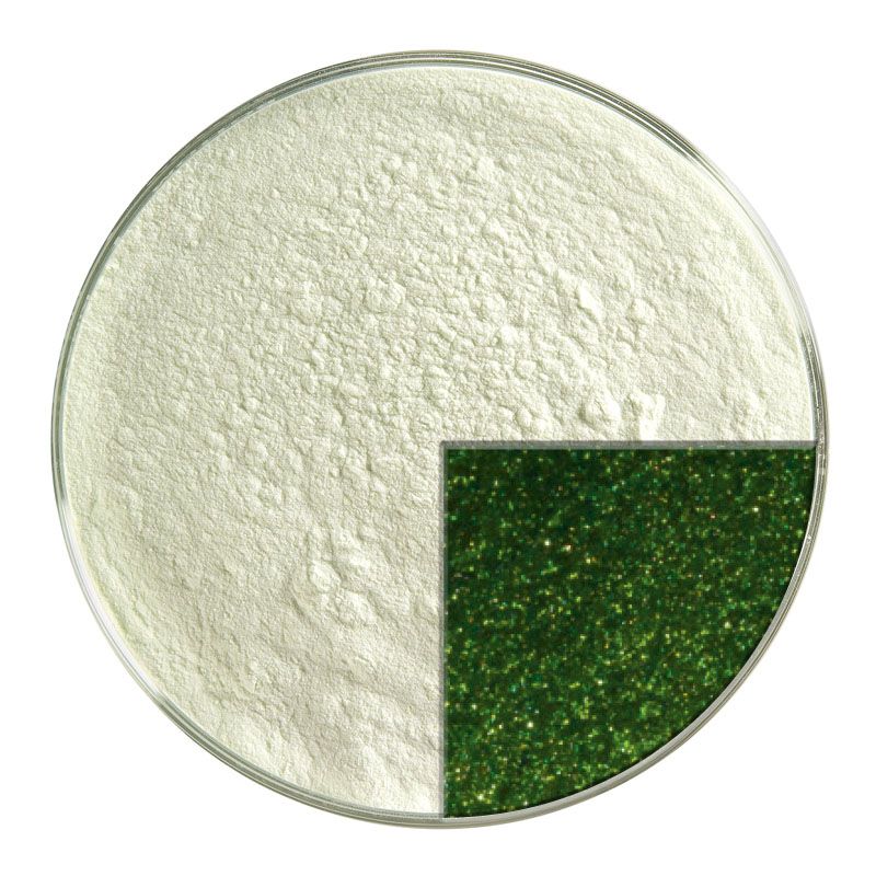 Bullseye Glass Frit: Light Aventurine Green Trans Powder 1412.08 - Warm Glass