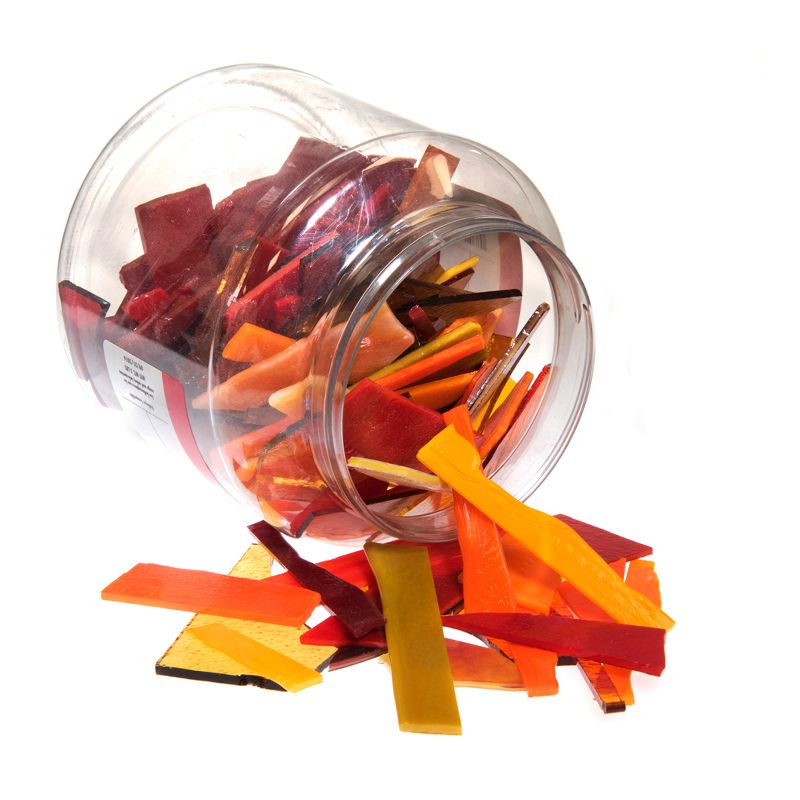 Bullseye Glass: Red & Orange Variety Offcuts 1.5kg - Warm Glass