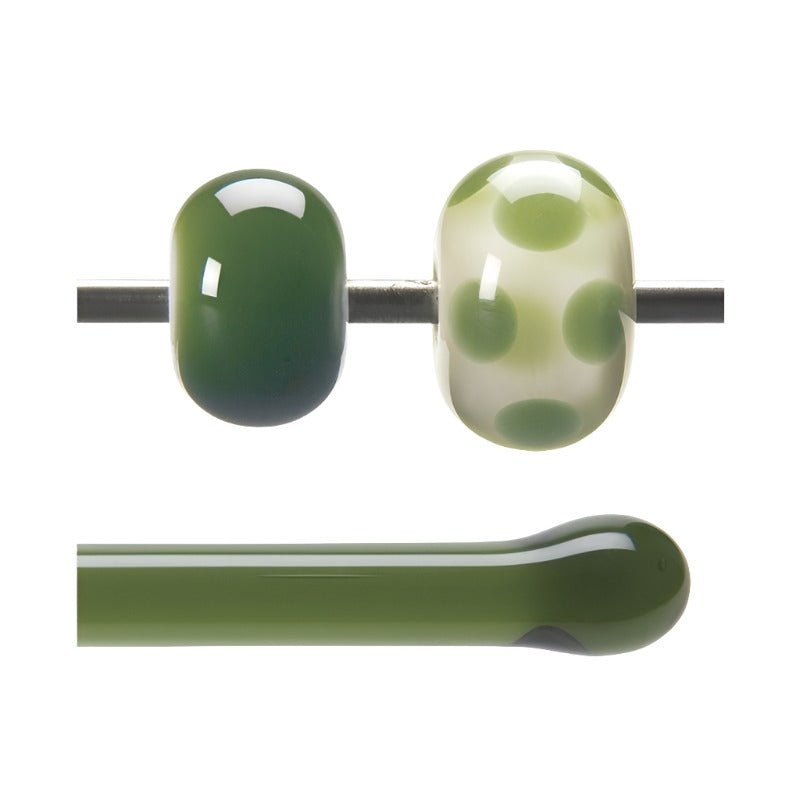 Bullseye Glass Rod: Olive Green Transparent 1141 - Warm Glass