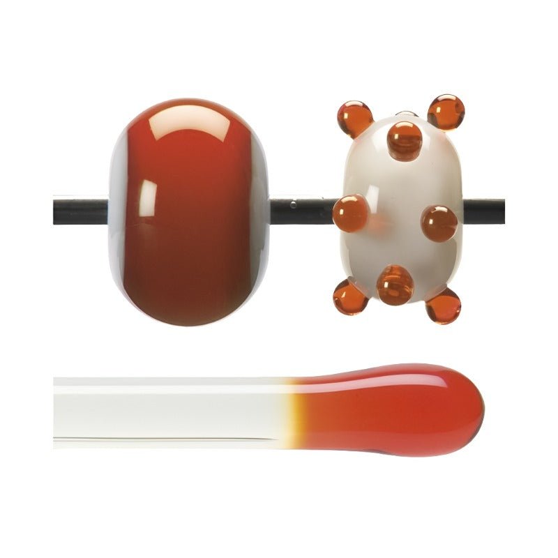 Bullseye Glass Rod: Orange Striker Transparent 1125 - Warm Glass