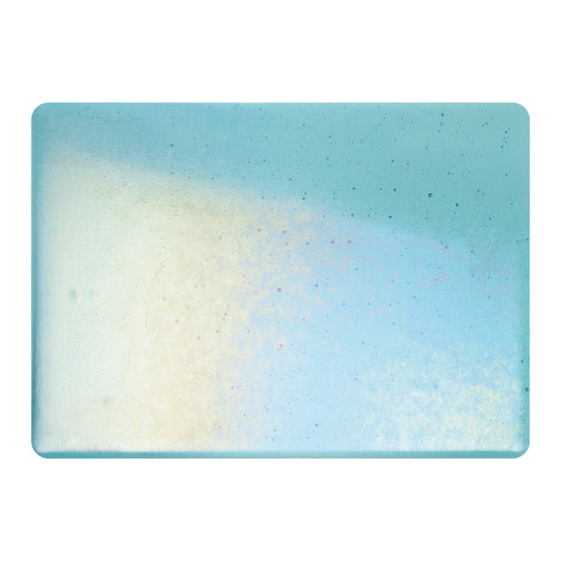 Bullseye Irid Glass: 3mm Rainbow on Light Aquamarine Blue 1408.31 - Warm Glass