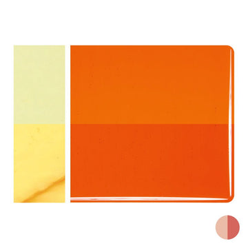 Bullseye Sheet Glass: 2mm Orange Striker Transparent 1125.50 - Warm Glass