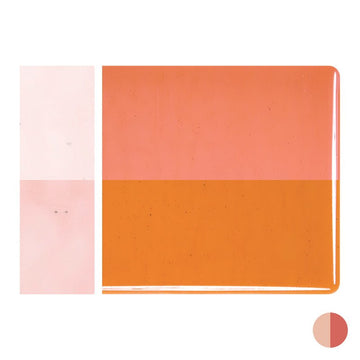 Bullseye Sheet Glass: 2mm Sunset Coral Striker 1305.50 - Warm Glass