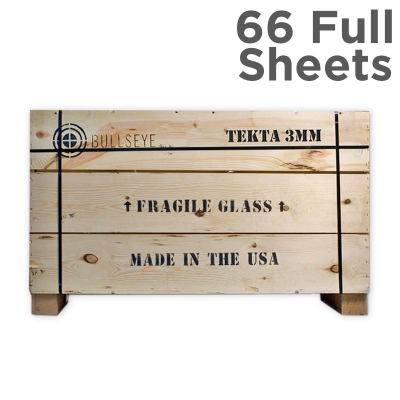 Bullseye Sheet Glass: 3mm Clear Tekta Crate (66 Full Sheets) - Warm Glass