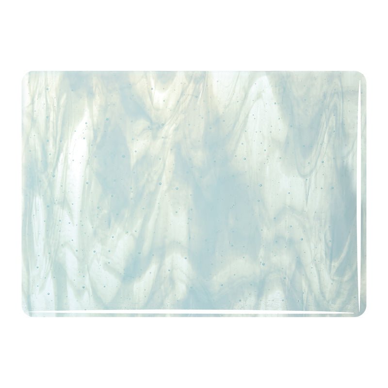 Bullseye Streaky Glass: 3mm Aqua Blue Tint & White 2218 - Warm Glass