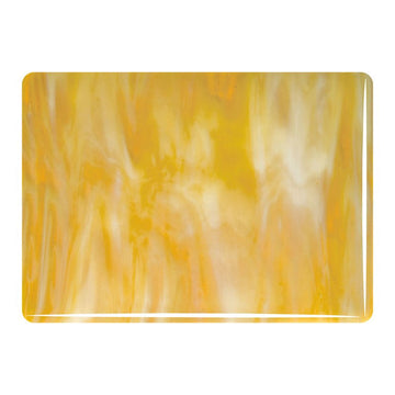 Bullseye Streaky Glass: 3mm Medium Amber & White 2137 - Warm Glass