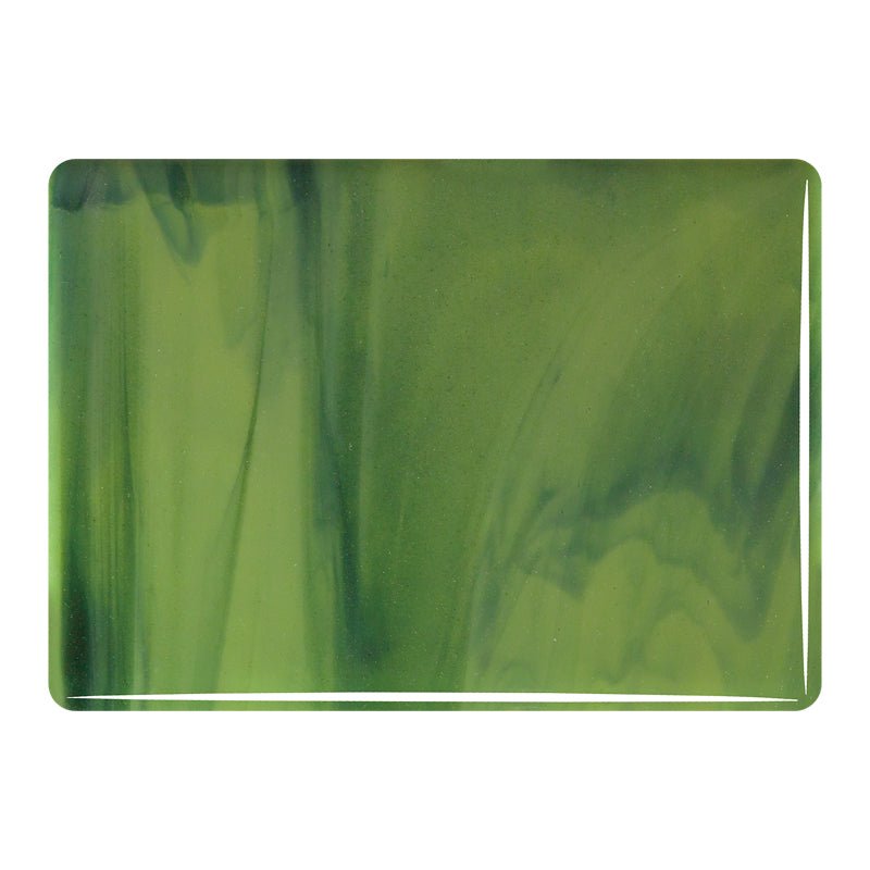 Bullseye Streaky Glass: 3mm Olive Green & Forest Green 2212 - Warm Glass