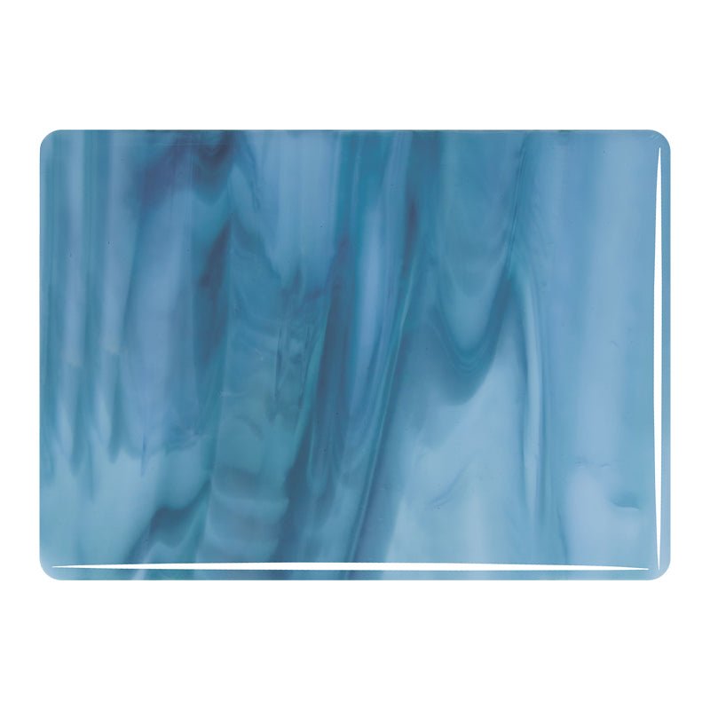 Bullseye Streaky Glass: 3mm Powder Blue & Marine Blue 2108 - Warm Glass