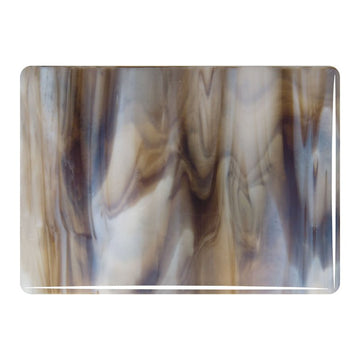 Bullseye Streaky Glass: 3mm White & Dark Brown 2109 - Warm Glass