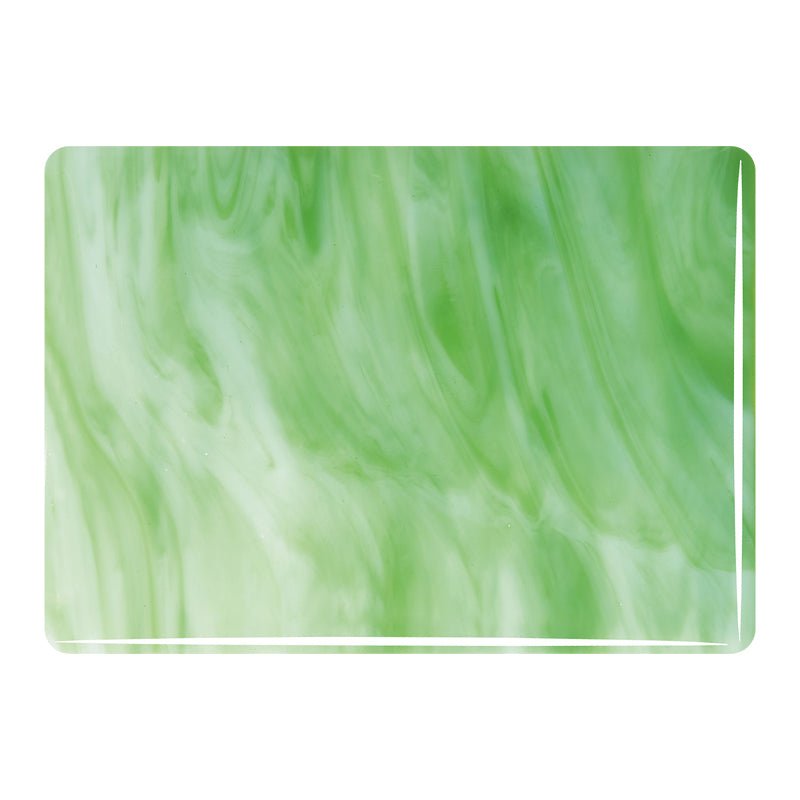 Bullseye Streaky Glass: 3mm White & Light Green 2107 - Warm Glass