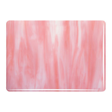 Bullseye Streaky Glass: 3mm White & Salmon Pink Opal 2305 - Warm Glass