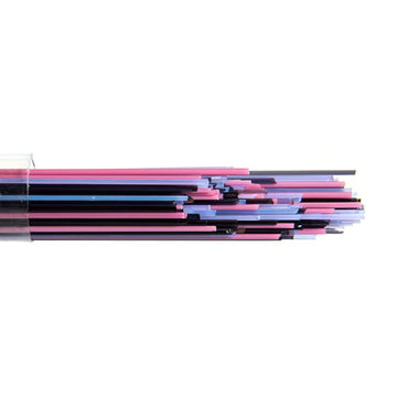 Bullseye Stringers: 1mm Mixed Pink - Purple Transparent & Opal - Warm Glass