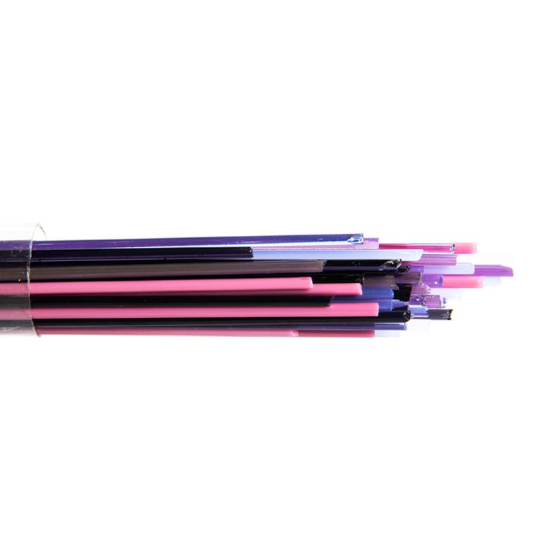 Bullseye Stringers: 2mm Mixed Pink - Purple Transparent & Opal - Warm Glass