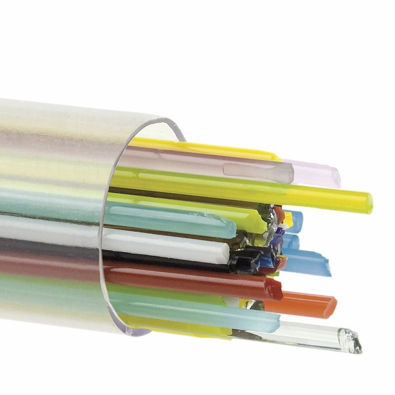 Bullseye Stringers: 2mm Mixed Transparent & Opal - Warm Glass