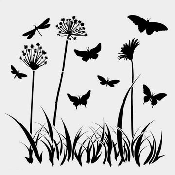 Butterfly Meadow Stencil 15cm x 15cm - Warm Glass