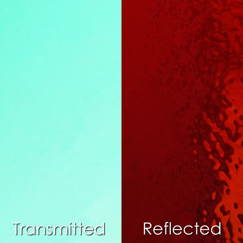 CBS Dichroic Glass: Cyan/Dark Dark Red on Clear - Warm Glass