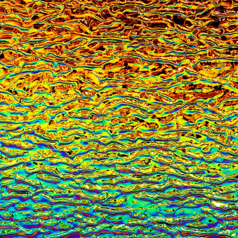 CBS Dichroic Texture: Granite Ripple Rainbow 2 on Black - Warm Glass