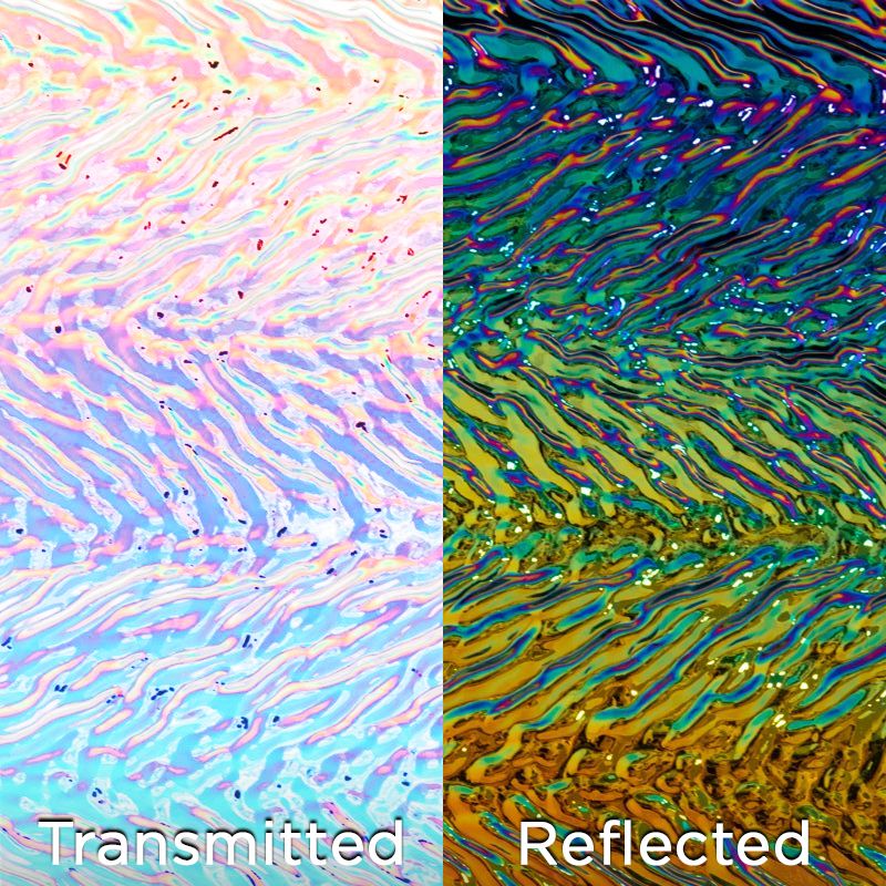 CBS Dichroic Texture: Herringbone Rainbow 2 on clear - Warm Glass