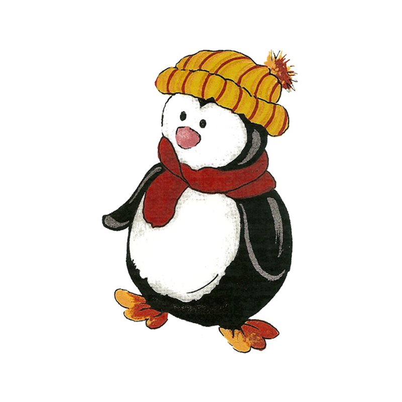 Christmas Penguin Decal #1 - Pack of 4 (7.5cm) - Warm Glass