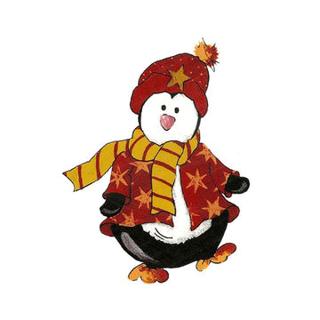 Christmas Penguin Decal #3 - Pack of 4 (7.5cm) - Warm Glass