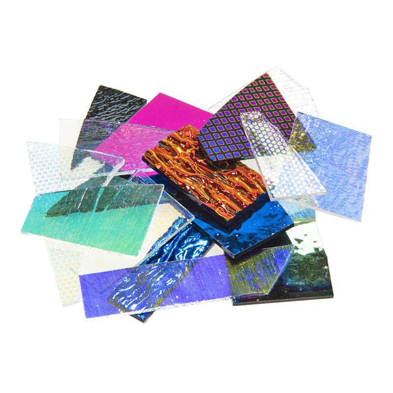 Dichroic Economy Pack: Mixed Small on Black & Clear - Warm Glass