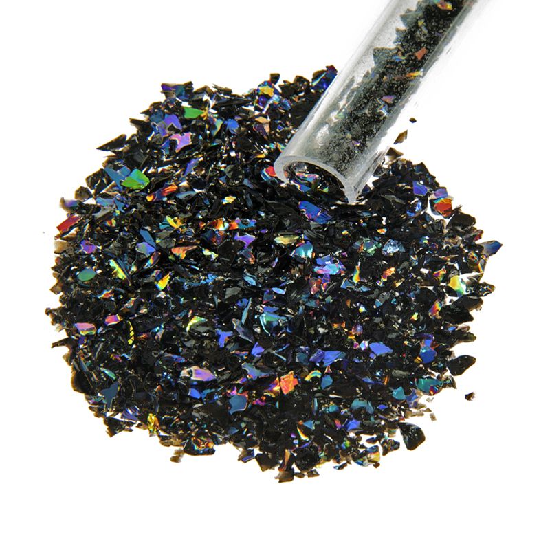 Dichroic Flakes on Black (Medium) - Warm Glass