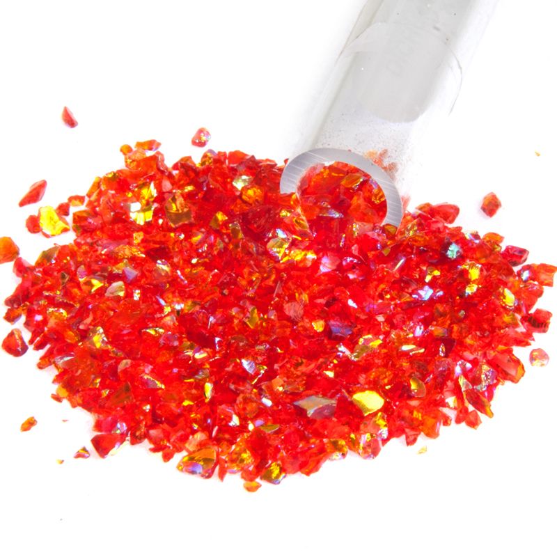 Dichroic Flakes on Red (Medium) - Warm Glass