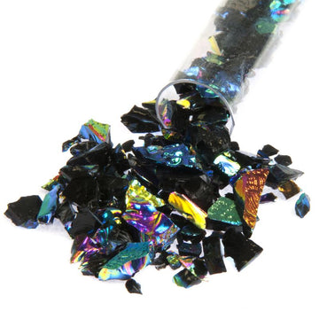 Dichroic Frit on Black (Coarse) - Warm Glass