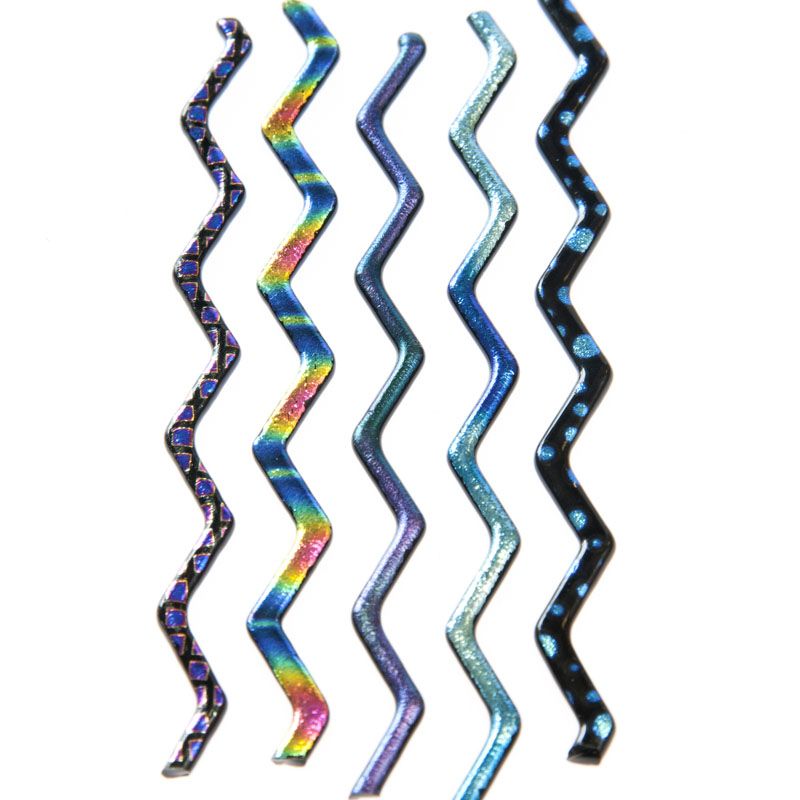 Dichroic Pattern Wavy Firestix Pack on Black - Warm Glass