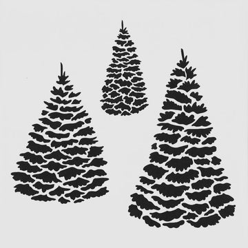 Evergreen Trees Stencil 15cm x 15cm - Warm Glass