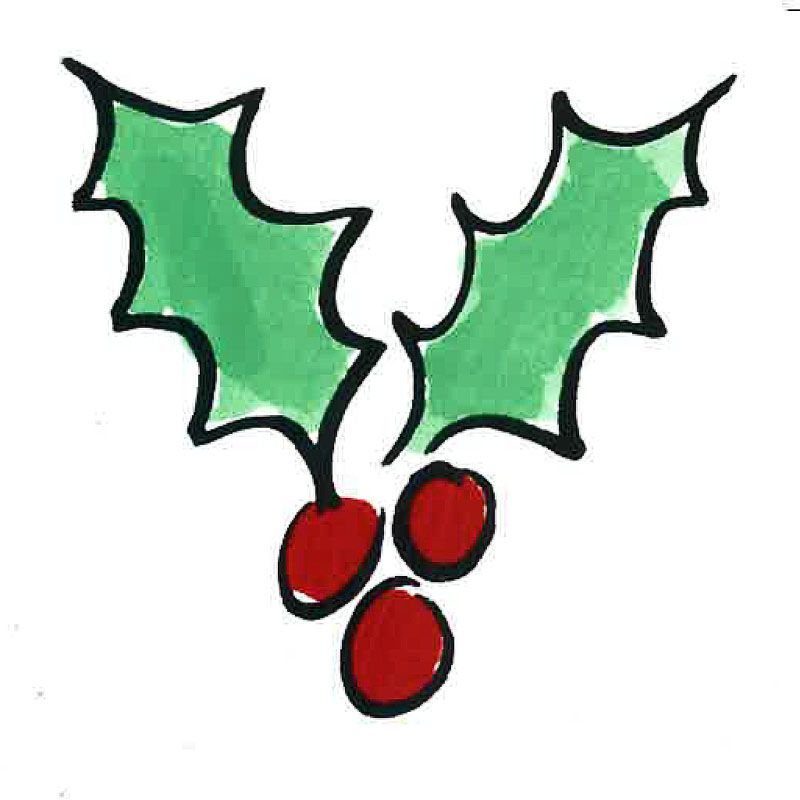 Festive Holly Decal - Pack of 4 (8cm) - Warm Glass