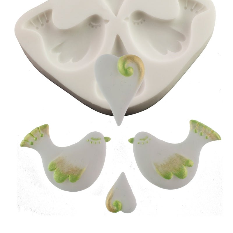 Freeze & Fuse Mould: Lovebirds & Hearts - Warm Glass