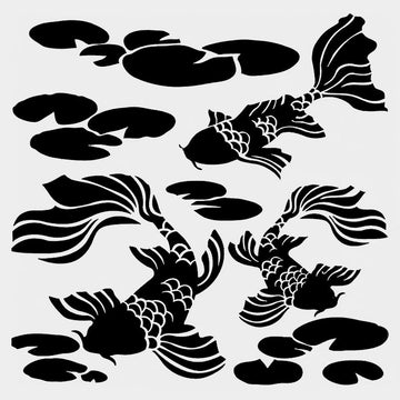 Koi Pond Stencil 15cm x 15cm - Warm Glass