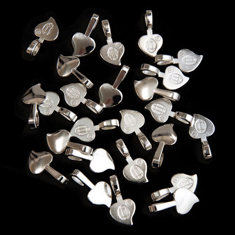 Large Silver Plated Heart Bails x 25 - Warm Glass