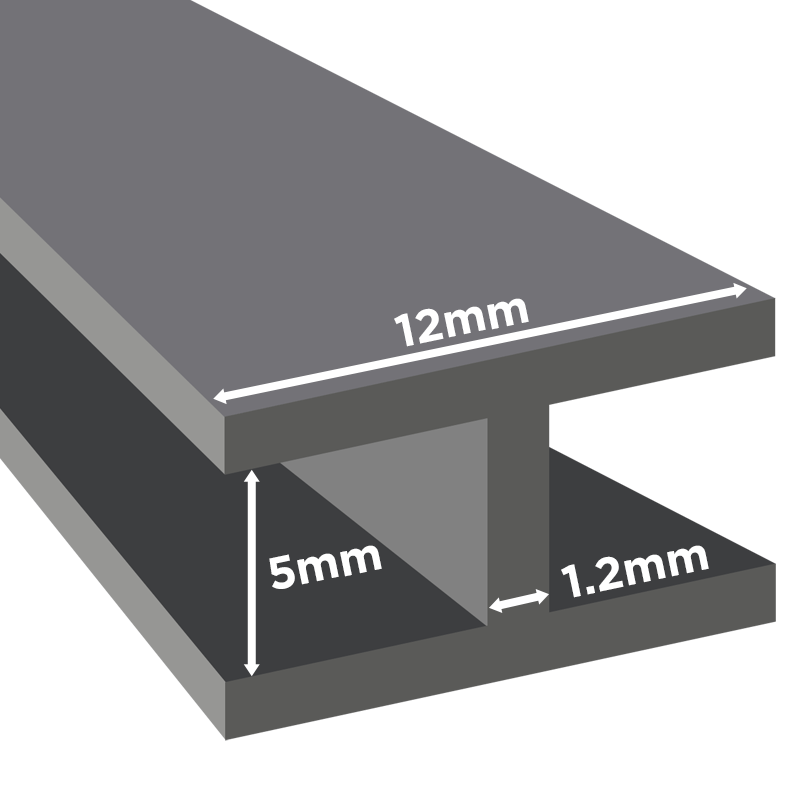 Lead Came: Flat H Profile 12x5mm - Warm Glass