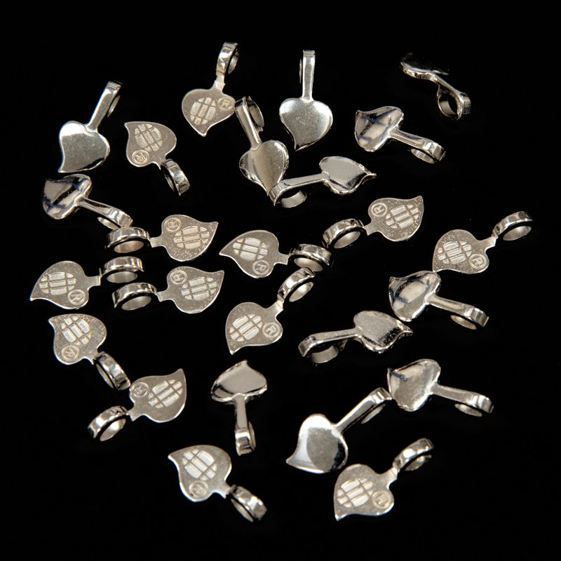 Medium Silver Plated Hearts Bails x 25 - Warm Glass