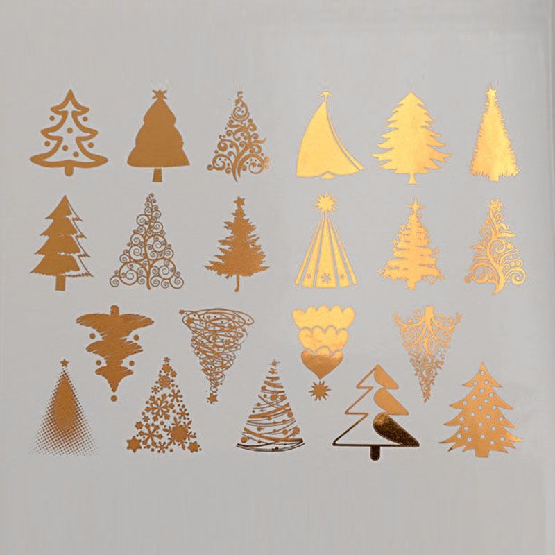 Metallic Christmas Trees Decal 13cm x 10cm - Warm Glass