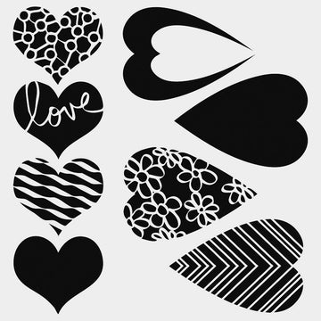 Mix & Match Hearts Stencil 15cm x 15cm - Warm Glass