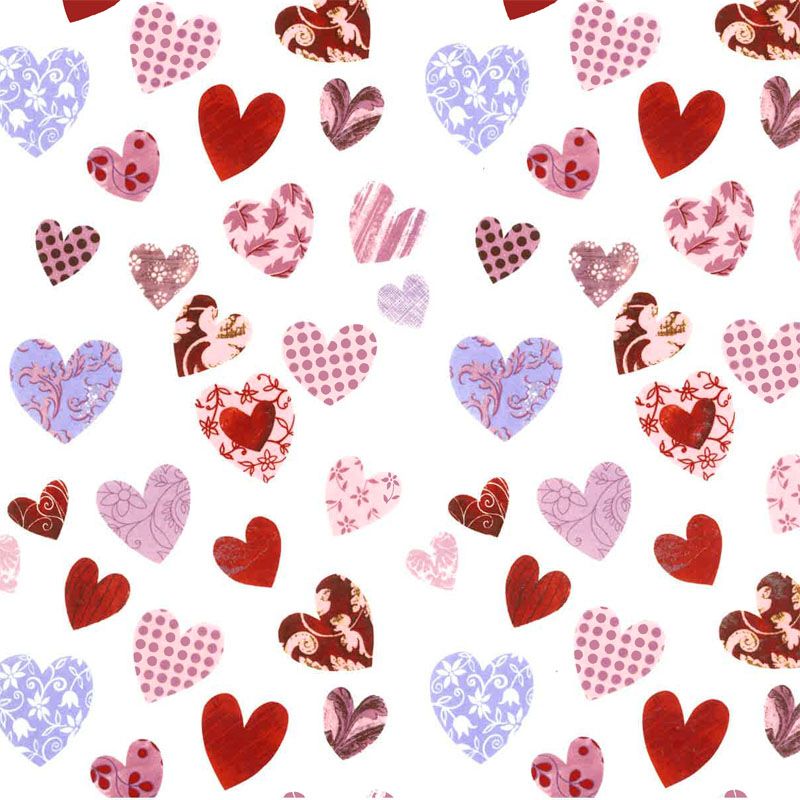 Patchwork Hearts Decal 22cm x 22cm - Warm Glass