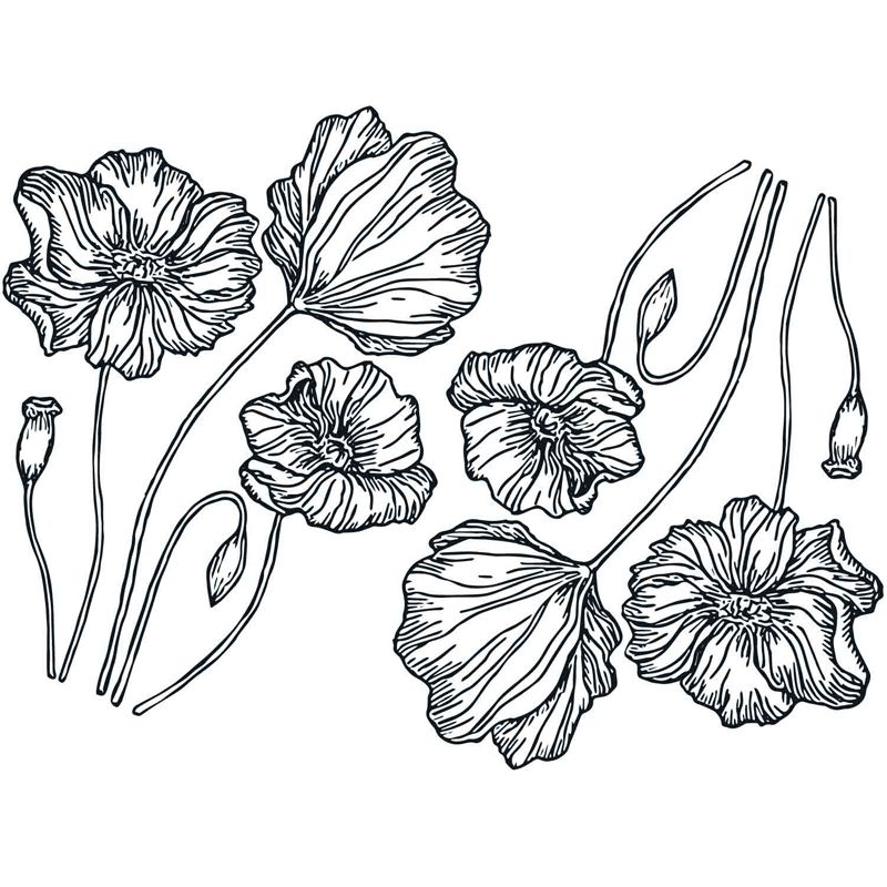 Poppies Decal 13.3cm x 10cm - Warm Glass