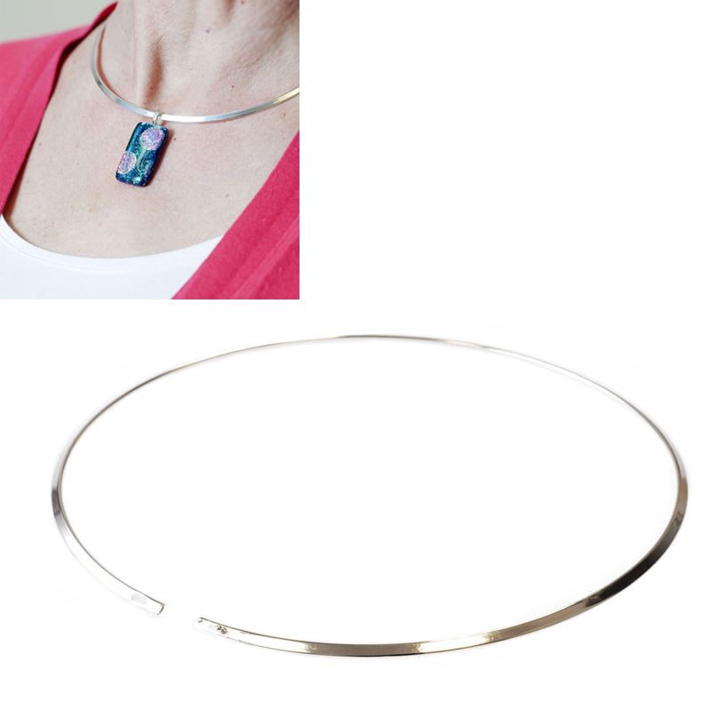 Silver Plated Neckring (3mm) - Warm Glass