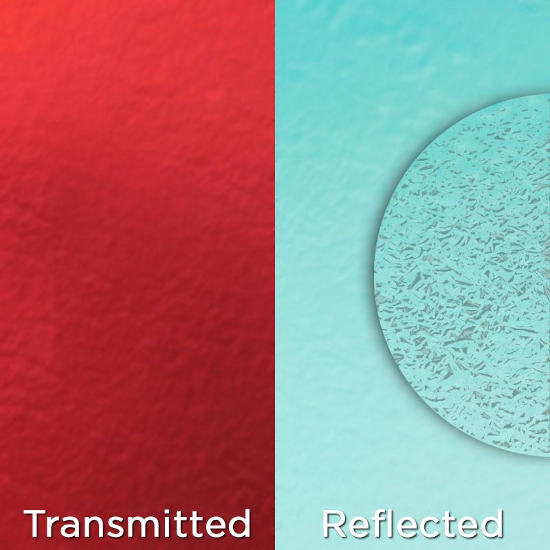 Speciality Dichroic: Crinklized Red/Silver Blue on Clear - Warm Glass