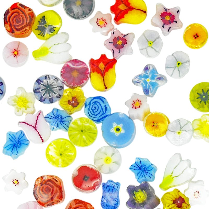 Tabitha's Glass Emporium: Murrine - Large Flower Mix - Warm Glass