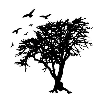 Tree Birds Decal (2.8cm) - Low Fire - Warm Glass