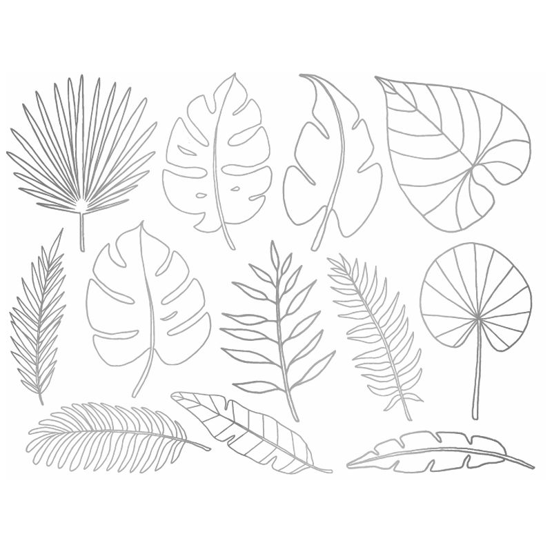 Tropical Leaves Decal 13.3cm x 10cm - Warm Glass