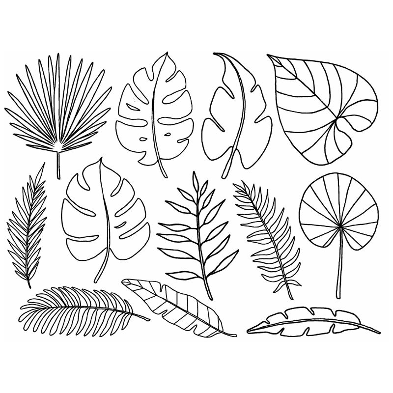 Tropical Leaves Decal 13.3cm x 10cm - Warm Glass